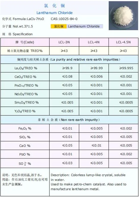 Suoyi Hot Sale Rare Earth Lanthanum Chloride Used in Water Treatment