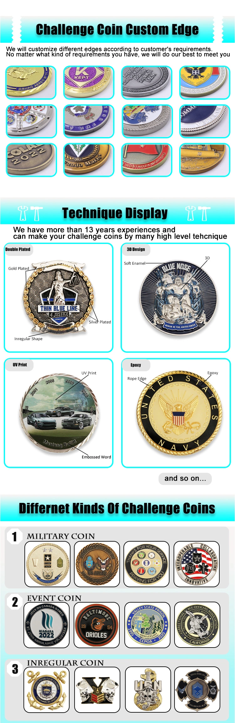 Manufacturer Custom No Minimum Metal Military Coin Die Casting 3D Blank Army Enamel Coins Navy Air Force Brass Silver Firefighter Souvenir Challenge Coin