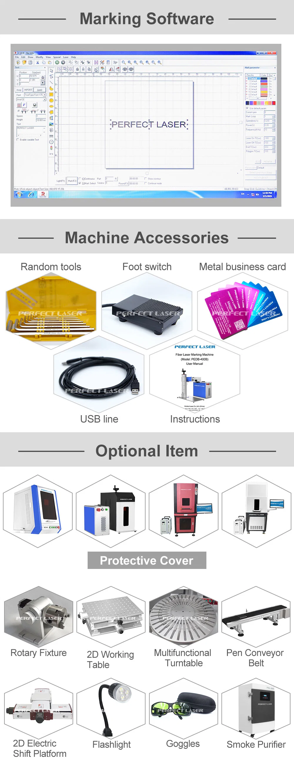 Perfect Laser - 20W 30W 50W 100W Desktop Metal Stainless Steel Carbon Raycus Max Ipg Jpt Mopa Laser Marker Engraver Fiber Laser Engraving Marking Machines