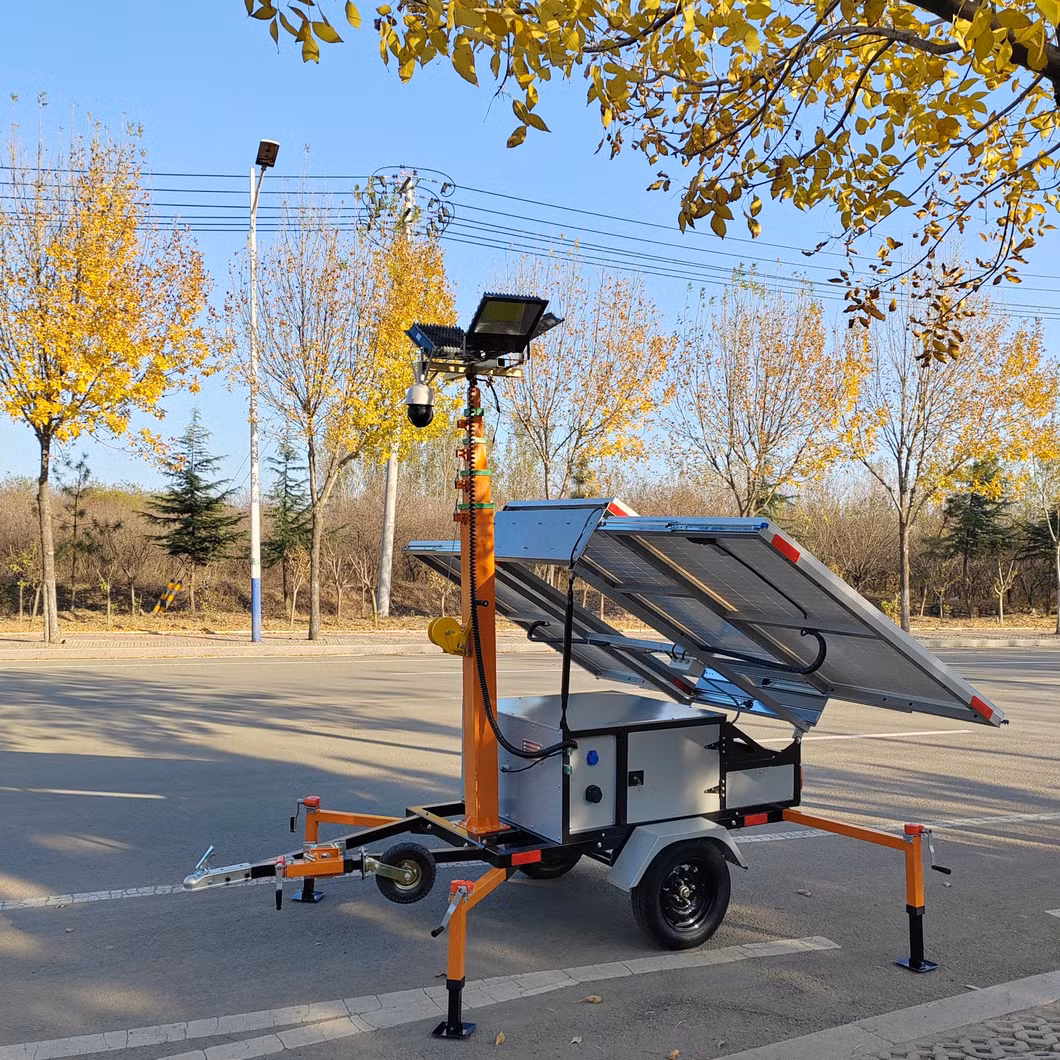 Wireless Solar Panels Security Camera LED Lighting Trailer Mobile
