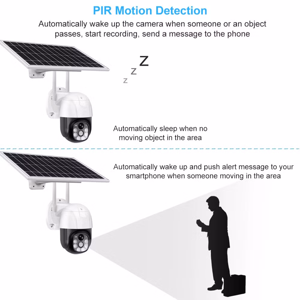 Outdoor IP66 Waterproof Smart V380 CCTV 4G Solar Security Camera with SIM Card Colorful Night Vision Remote Recording