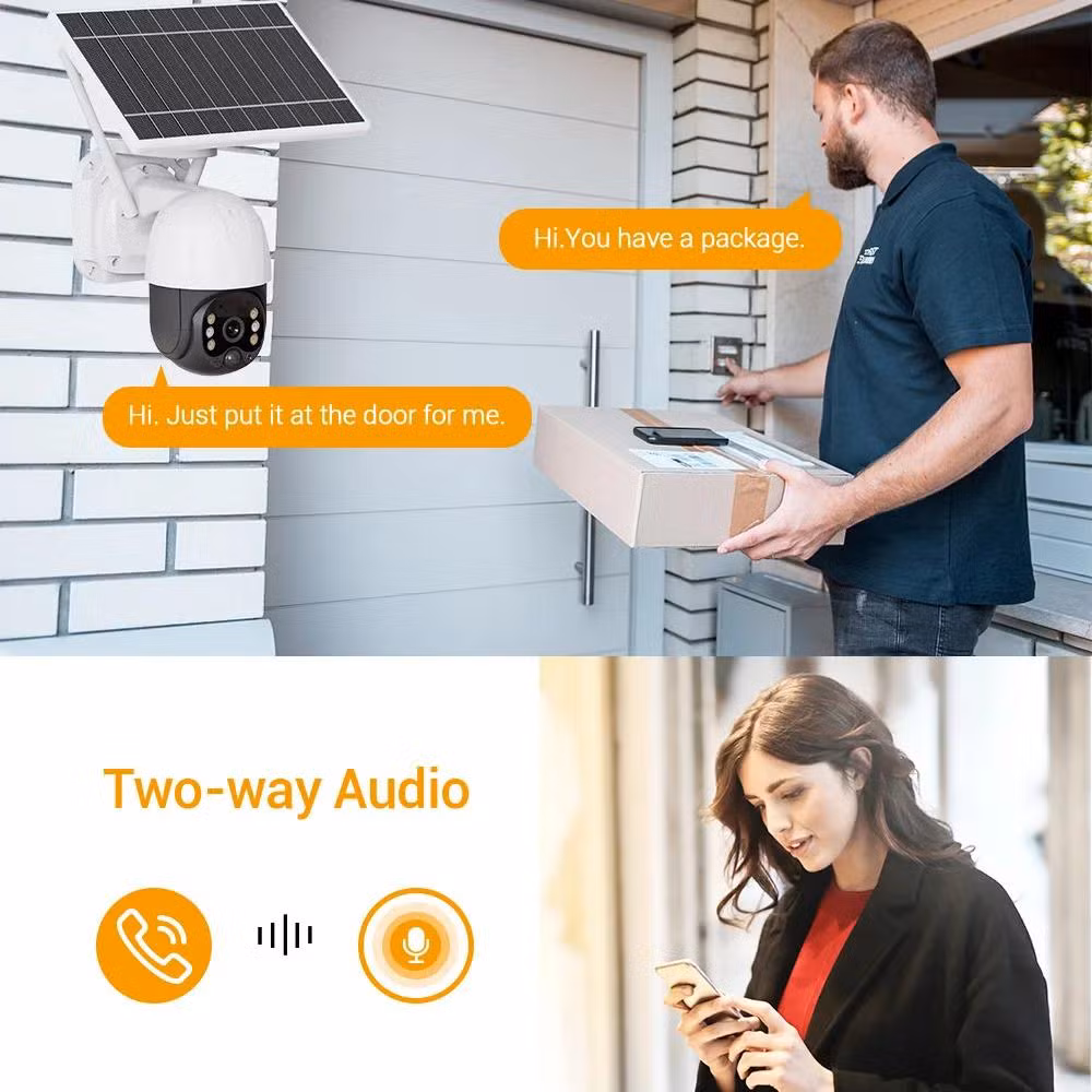 High-Performance Solar-Powered PIR Security Camera with Dual Lights
