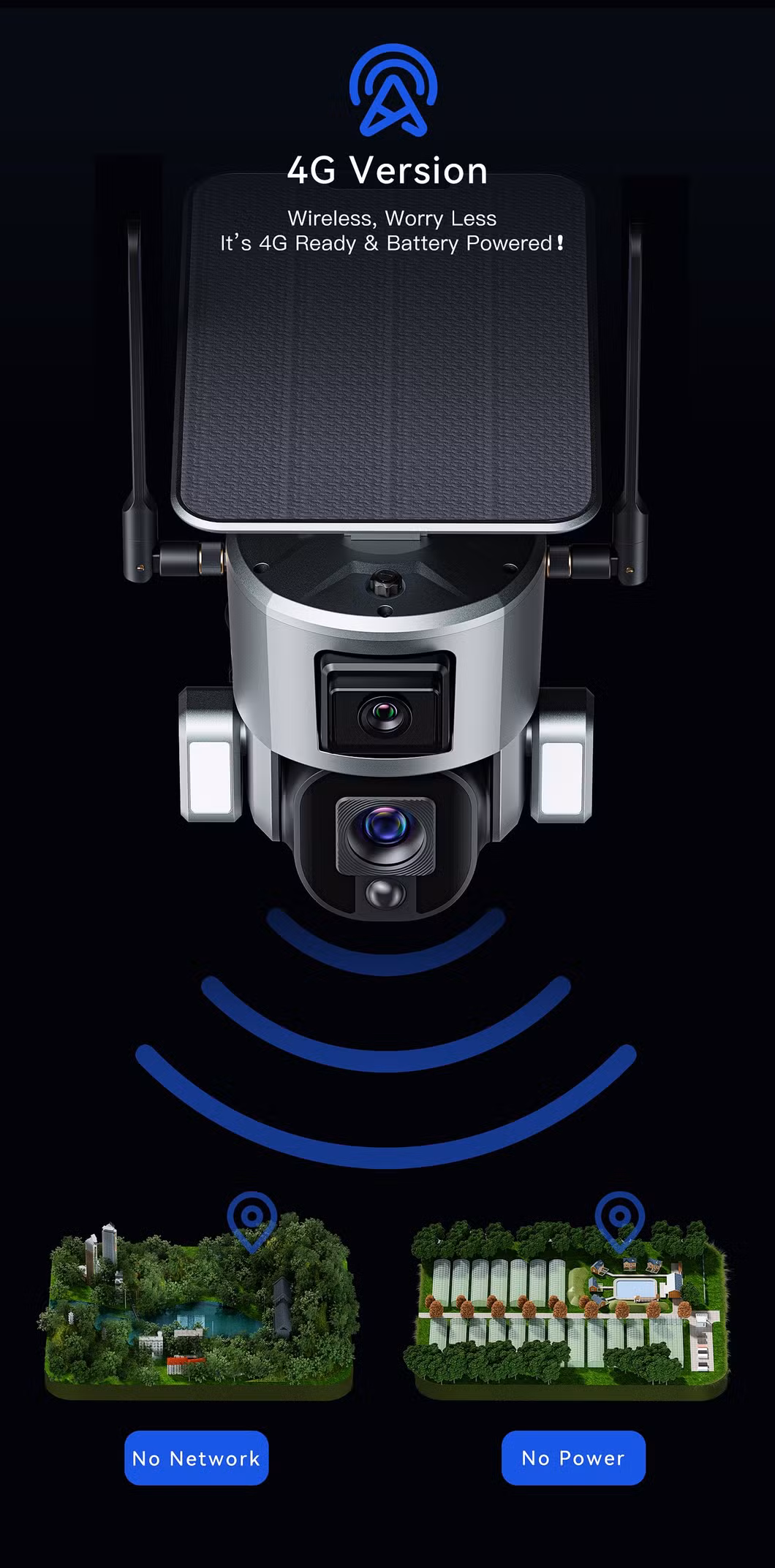 Wireless PTZ Surveillance Camera with Solar Power and 4G Battery