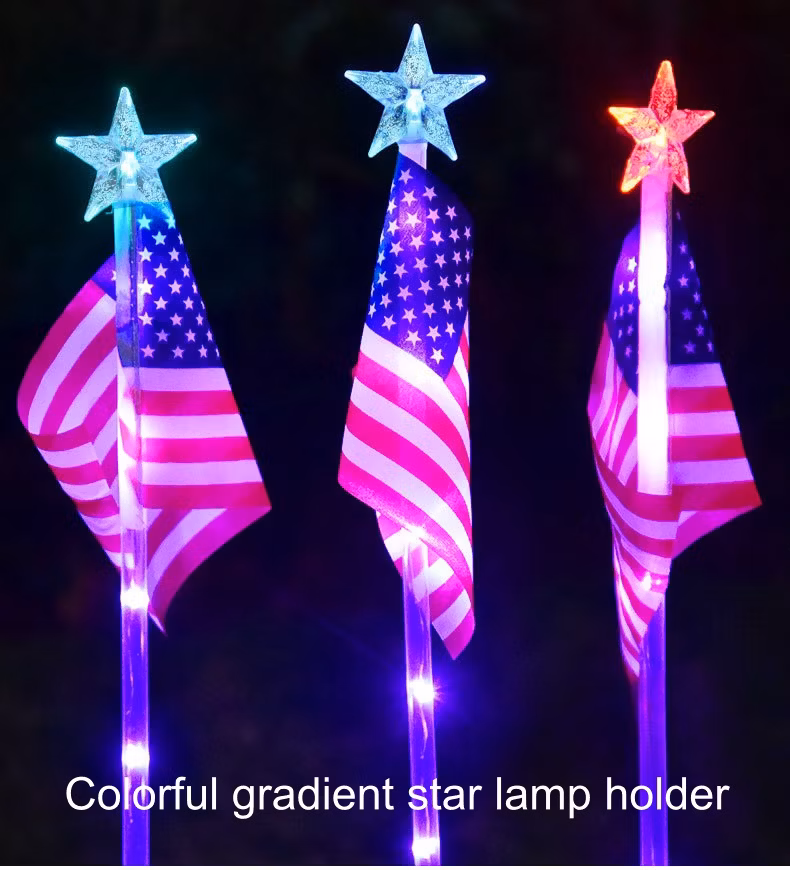 American Flag Solar Flagpole Light Outdoor Waterproof Garden Flag Pole Lamp with Solar LED Light Christmas Decoration Patio Lights