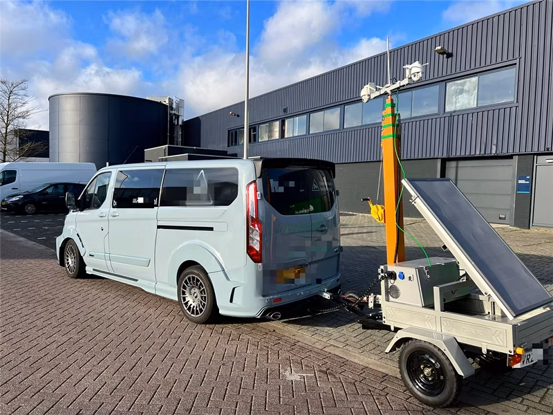 160W Solar Panel Powered CCTV Camera Trailer with High Mast