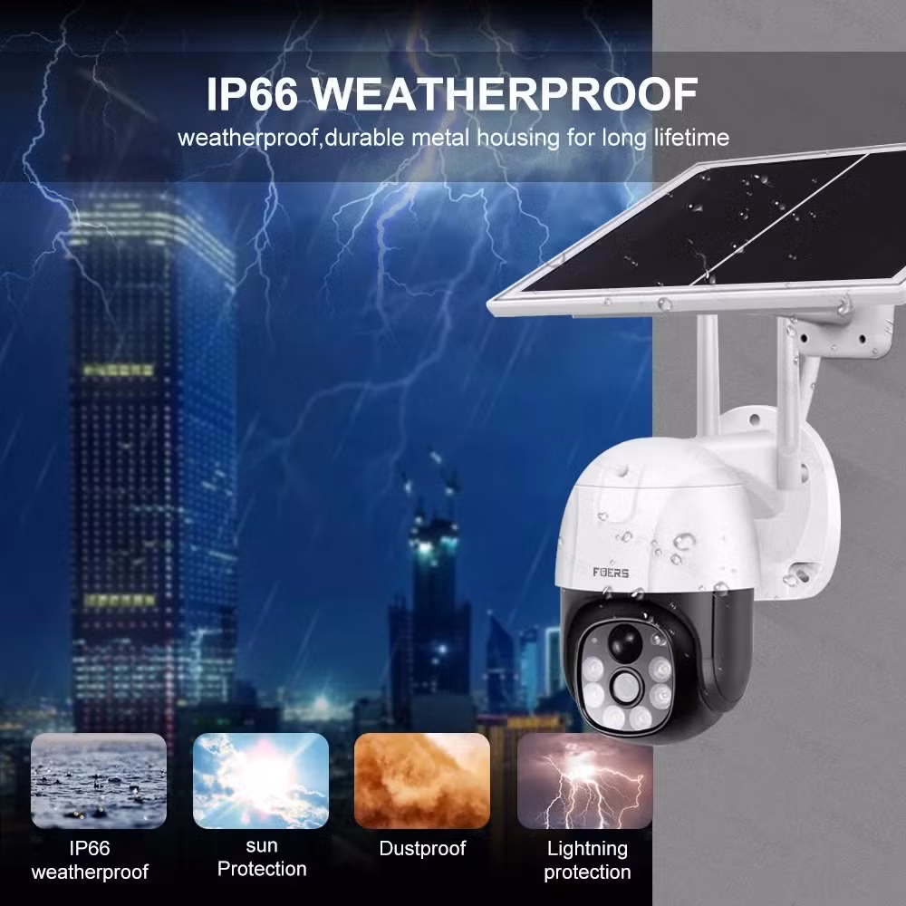 Outdoor IP66 Waterproof Smart V380 CCTV 4G Solar Security Camera with SIM Card Colorful Night Vision Remote Recording