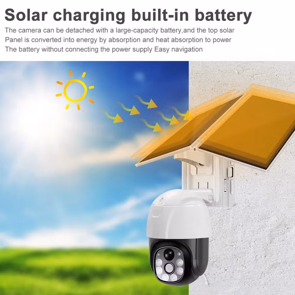 Outdoor IP66 Waterproof Smart V380 CCTV 4G Solar Security Camera with SIM Card Colorful Night Vision Remote Recording