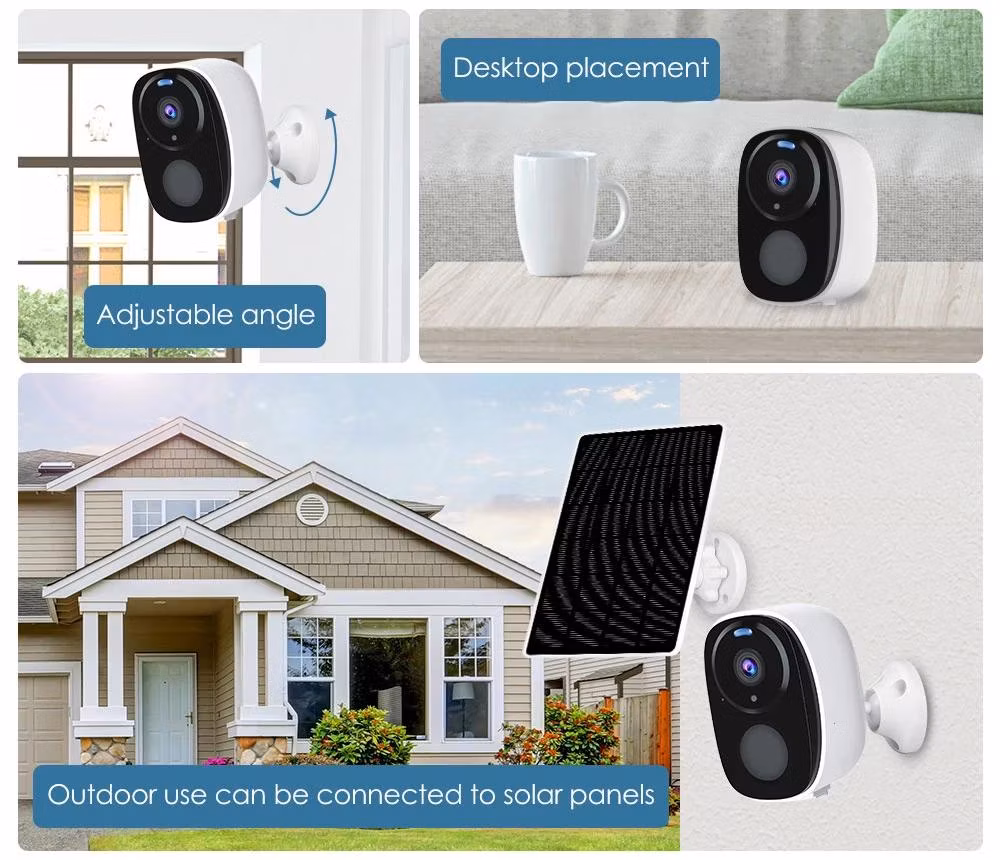 1080P WiFi Camera with Solar Power and PIR Motion Detection Battery Smart Home WiFi Security Camera Video Conference Camera