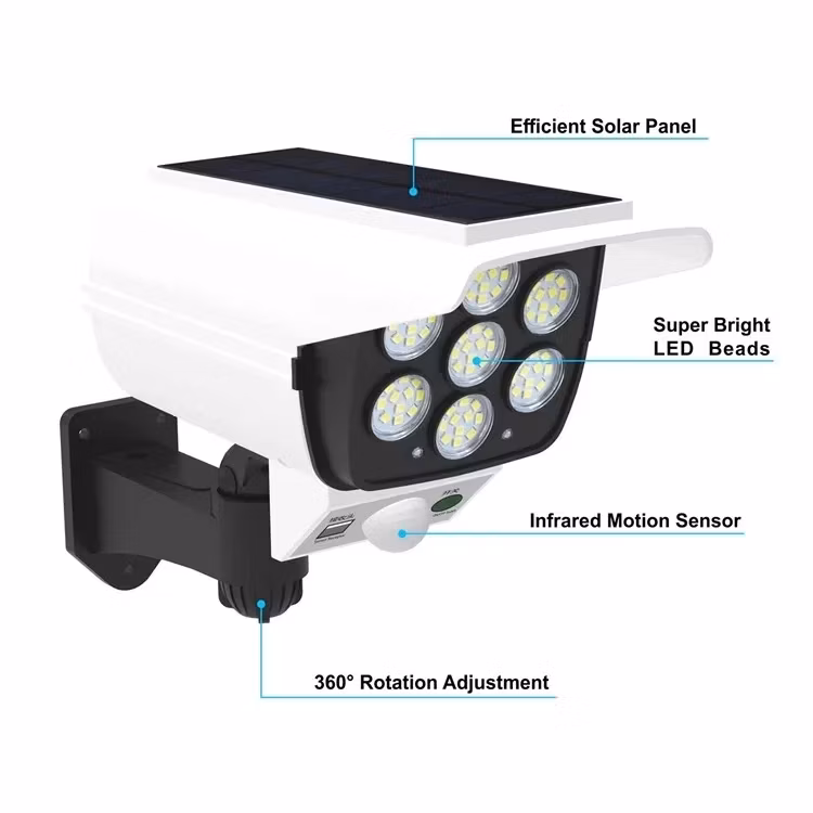 Dummy Solar Camera Motion Sensor LEDs Spotlight Wall Street Lamp Solar Garden Lights for Lawn Patio Yard Walkway