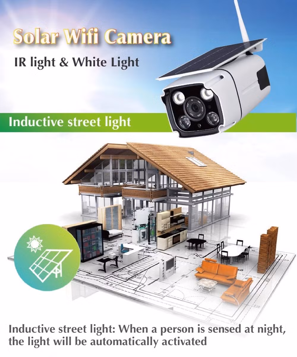 Smart Solar Panel Battery Powered Outdoor WiFi IP Solar Security Camera