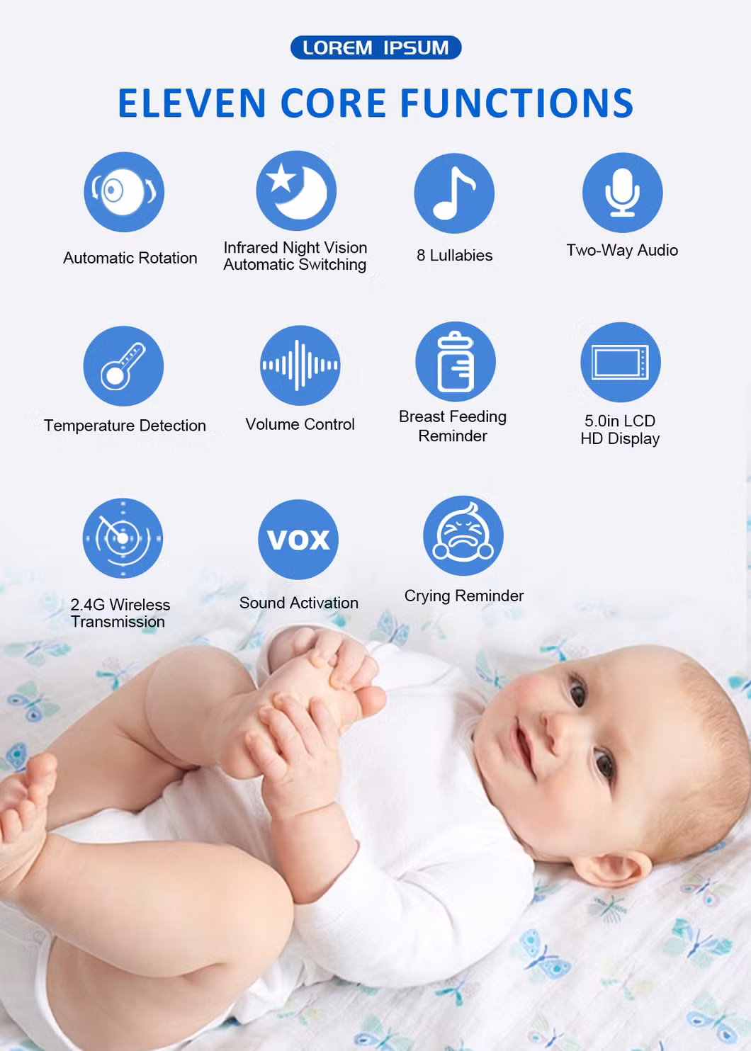 Baby Monitor Camera with Human Auto Tracking Cloud Baby Cry Detect