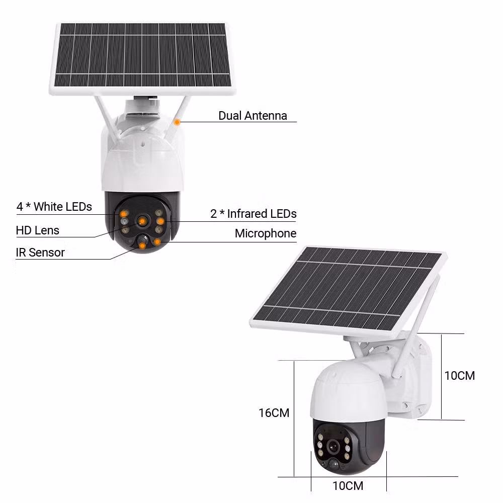 High-Performance Solar-Powered PIR Security Camera with Dual Lights