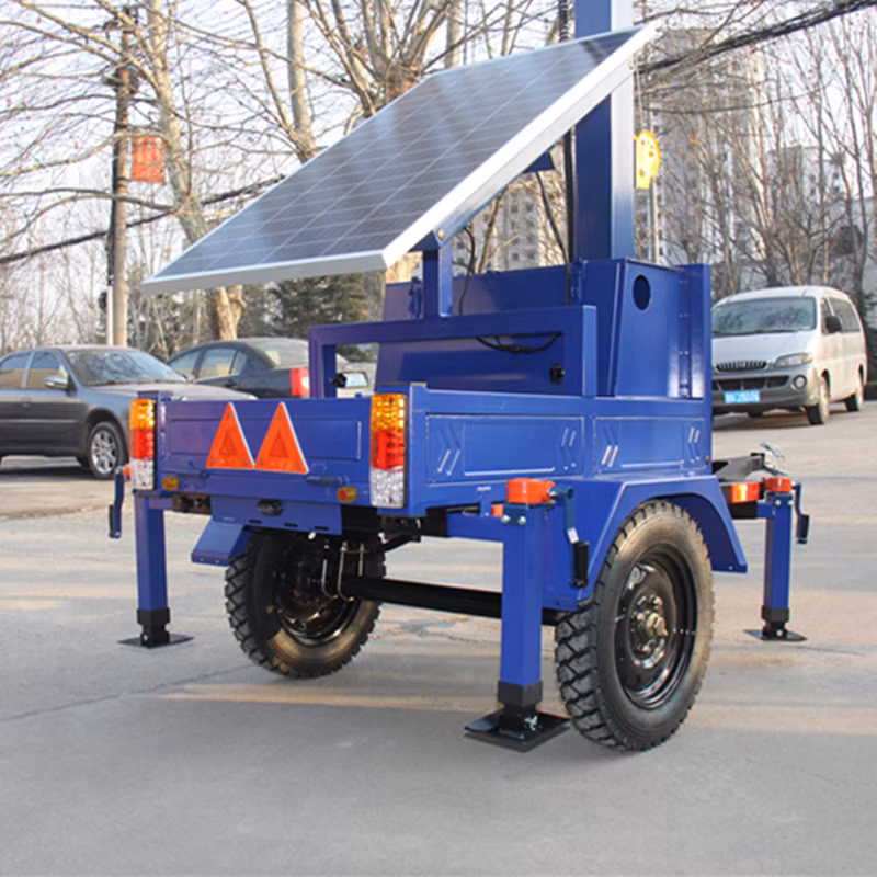160W Solar Panel Powered CCTV Camera Trailer with High Mast