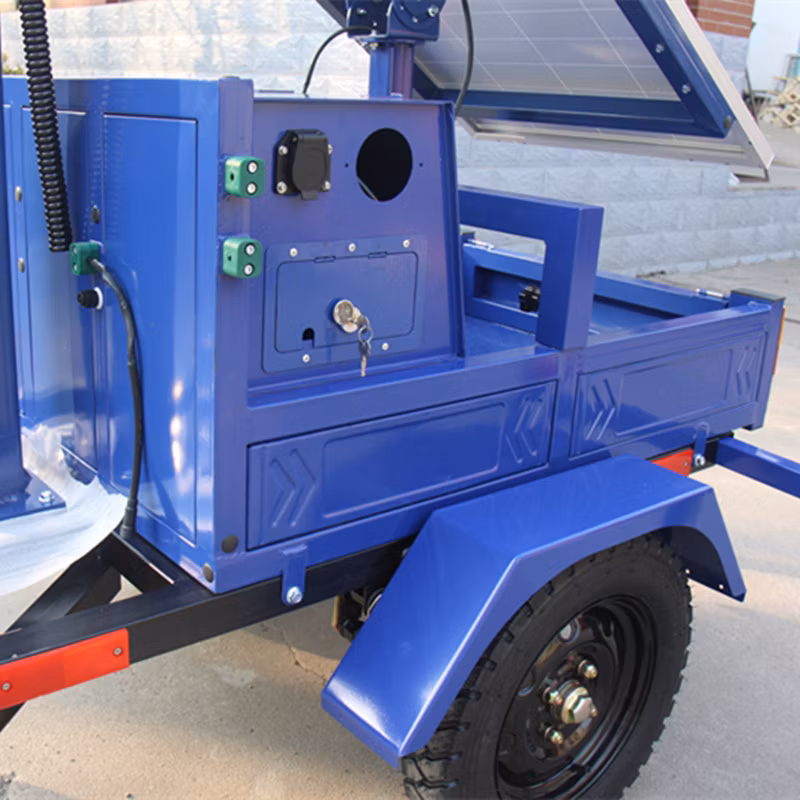 160W Solar Panel Powered CCTV Camera Trailer with High Mast