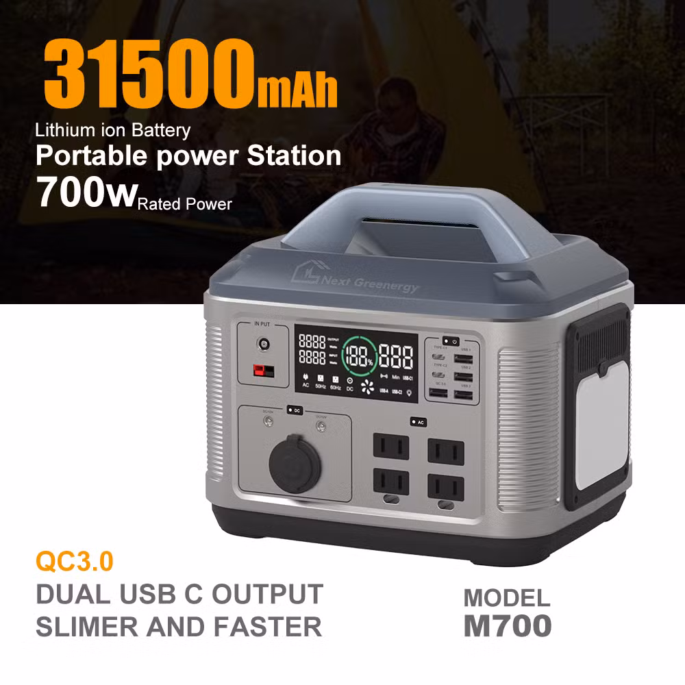 Nextgreenergy Mini Charger Fast Charging Solar Power Bank 700W Portable Power Station for Outdoor