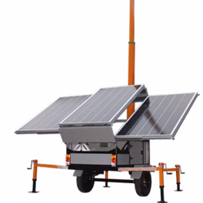 Wireless Solar Panels Security Camera LED Lighting Trailer Mobile