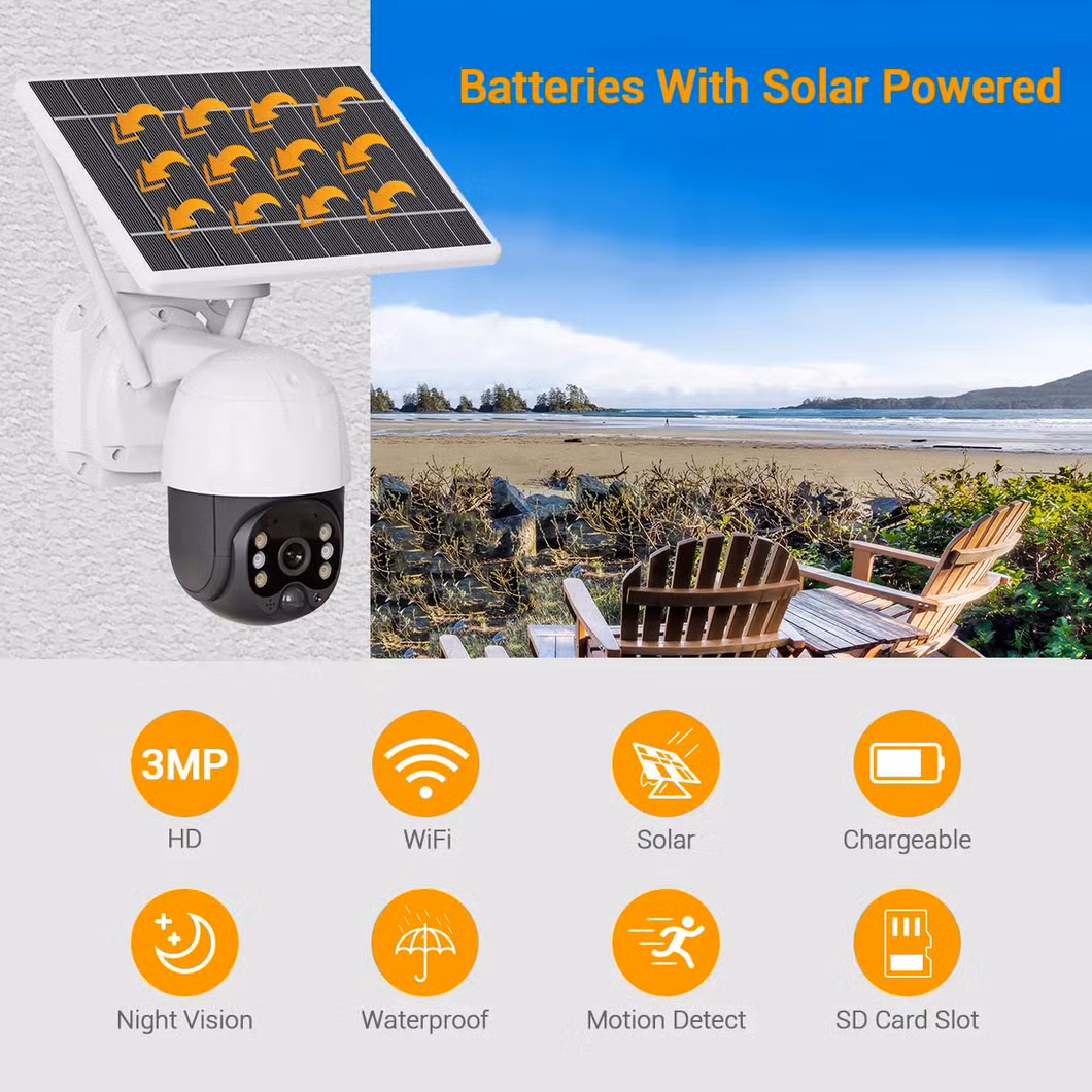 High-Performance Solar-Powered PIR Security Camera with Dual Lights