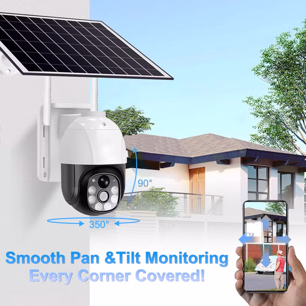 Outdoor IP66 Waterproof Smart V380 CCTV 4G Solar Security Camera with SIM Card Colorful Night Vision Remote Recording