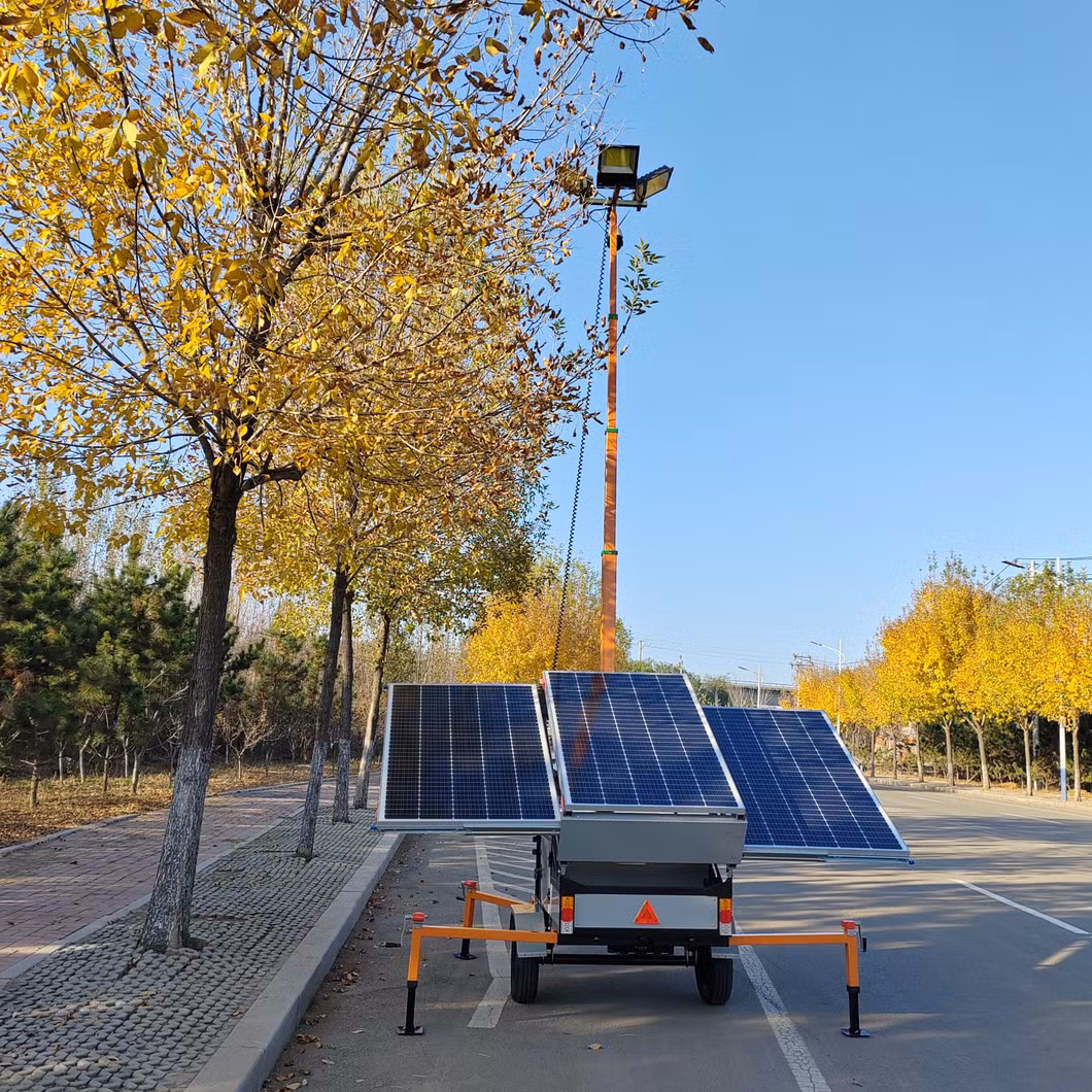Wireless Solar Panels Security Camera LED Lighting Trailer Mobile