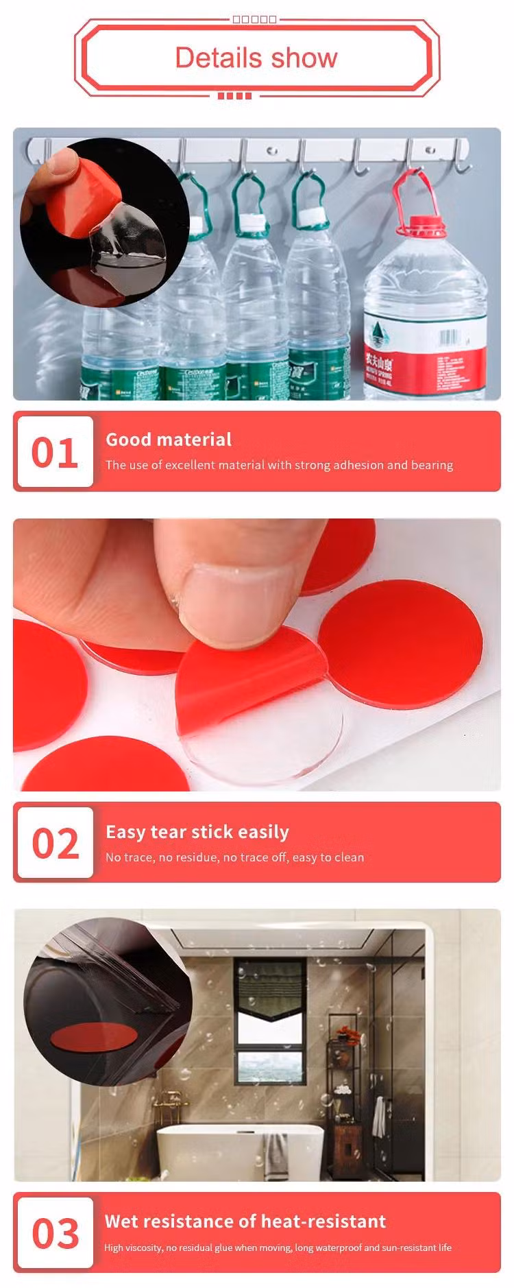 Customized Size Clear Round Double-Sided Acrylic Foam Tape Self Adhesive Glue Dots for Festival Decoration