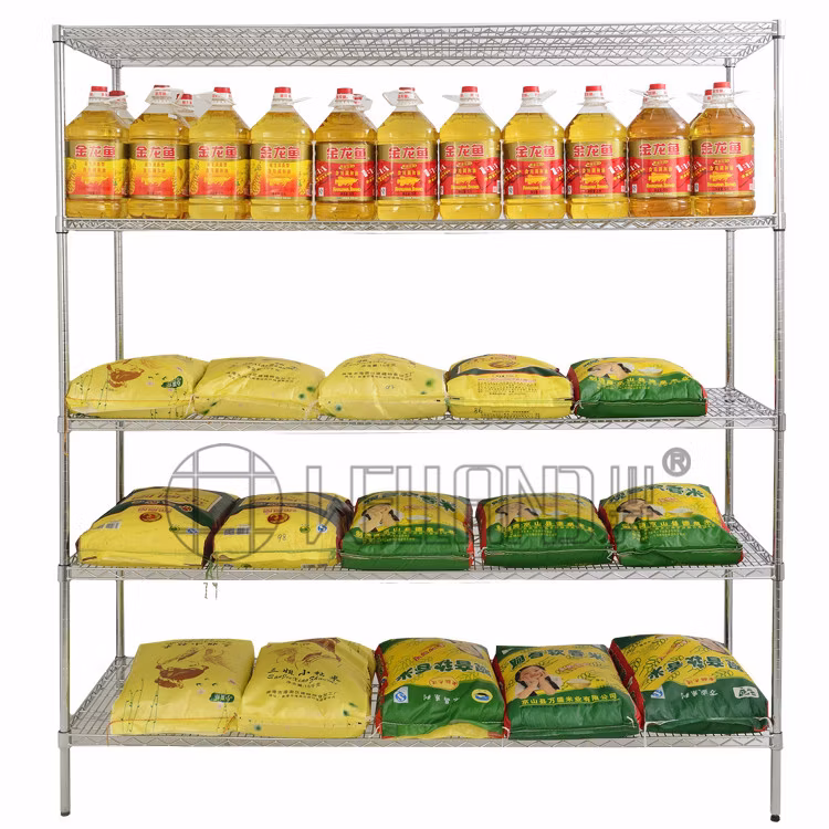Grain and Oil Food Store Shop Display Chrome Wire Shelf Shelving Rack