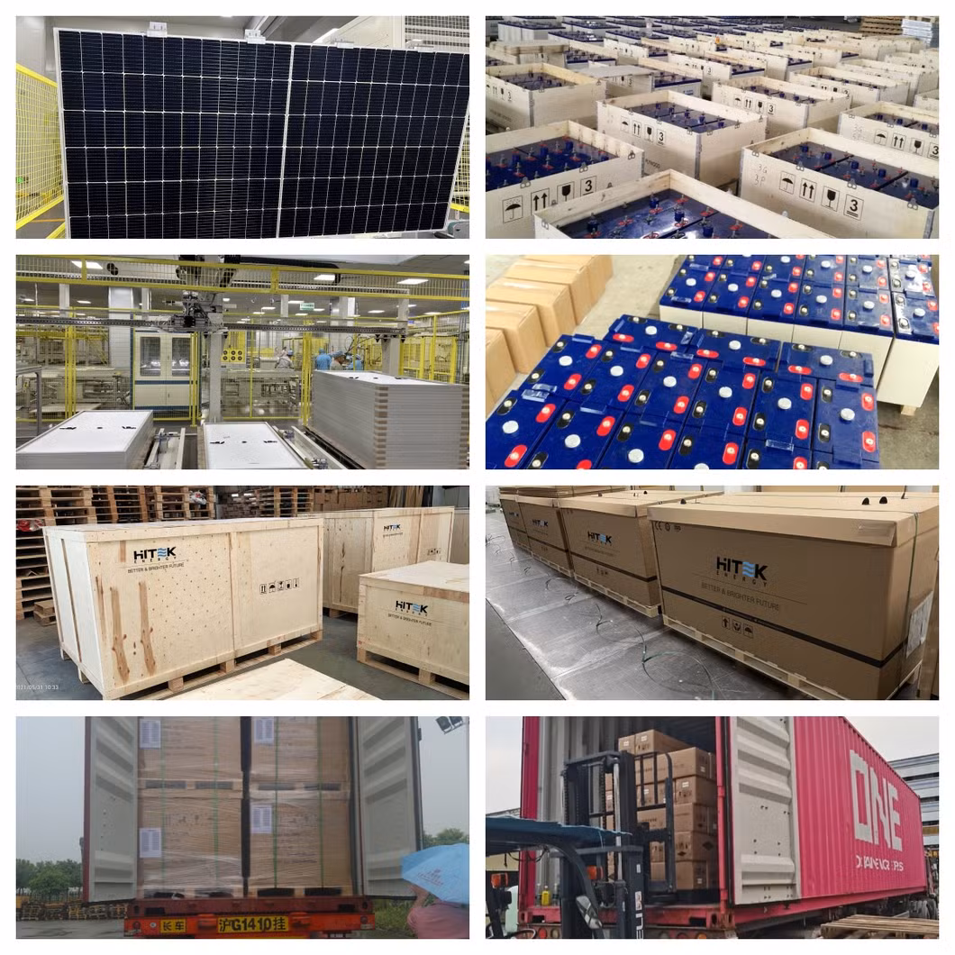 Hitek 286.72kwh 230kwh LiFePO4 Storage Battery Hybrid on off Grid Solar System 130 Kw Day 150kw Solar Renewable Energy Full System on Roof