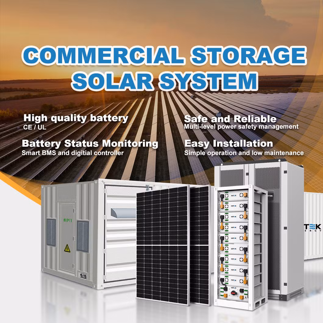Hitek 286.72kwh 230kwh LiFePO4 Storage Battery Hybrid on off Grid Solar System 130 Kw Day 150kw Solar Renewable Energy Full System on Roof