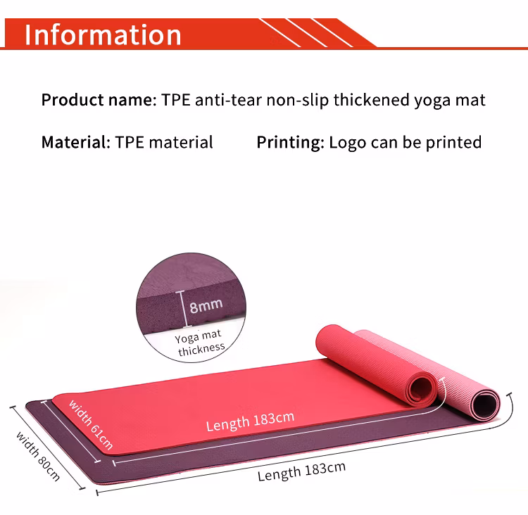 Yoga Pilate Exercise Custom Logo Natural TPE PU Rubber Yoga Mat
