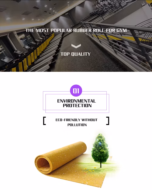 Non-Slip High-Quality Rubber Roll Gym Floor Mat, Used Rubber Gym Flooring Roll Provide Free Sample for The Gym, Outdoor