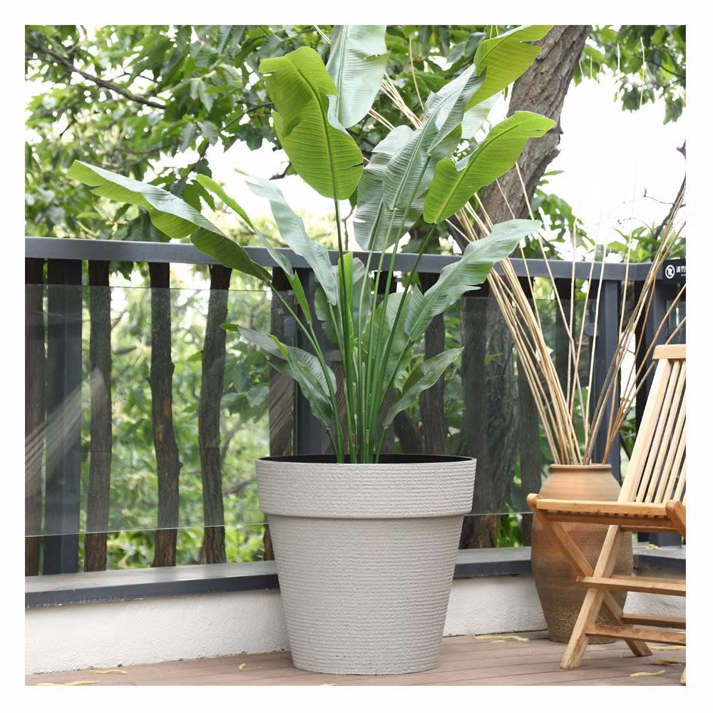Hot Sale Plastic Plant Pots Outdoor Wholesale Large Circle Round Planter Pot Flower Pots for Outdoor Plants Stone Textured Flowers Planters Decoration