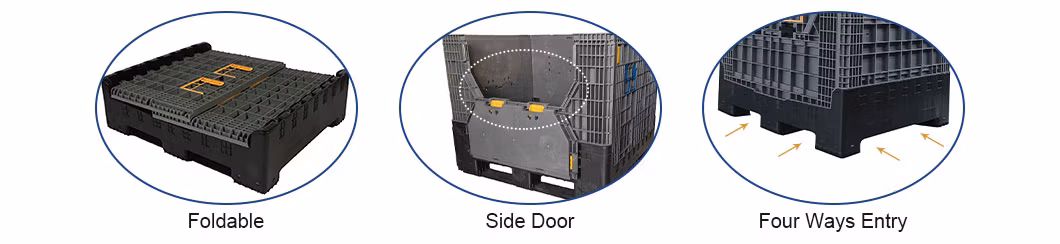 Plastic Pallet Box Manufacturer Industry HDPE Large Solid Collapsible Rigid Foldable Stackable Storage Mesh Insulated Fish Sleeve Container Box for Auto Parts