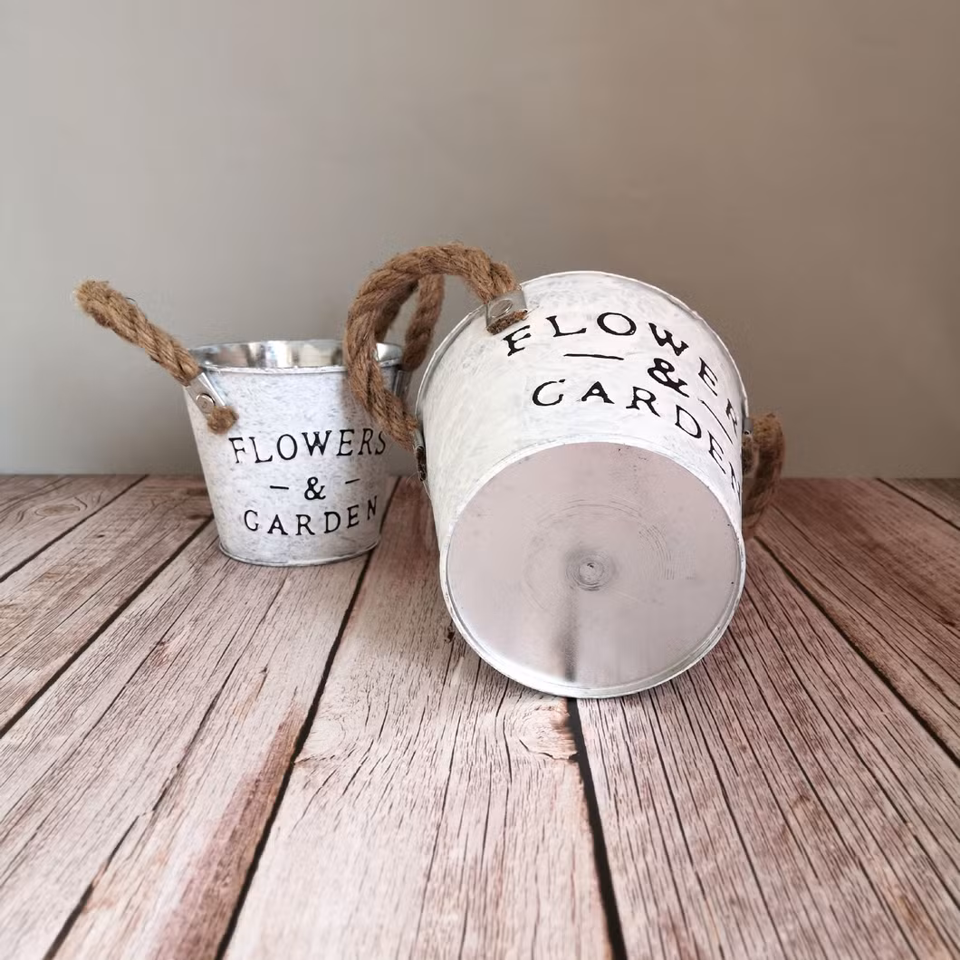 Home Decorative Garden Plants Antique Round White Color Hemp Rope Hanging S Painting Flower Pots