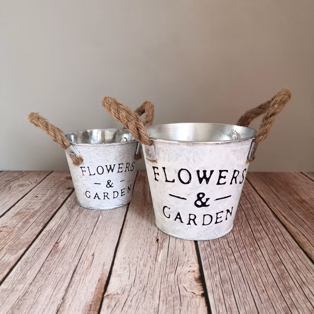 Home Decorative Garden Plants Antique Round White Color Hemp Rope Hanging S Painting Flower Pots