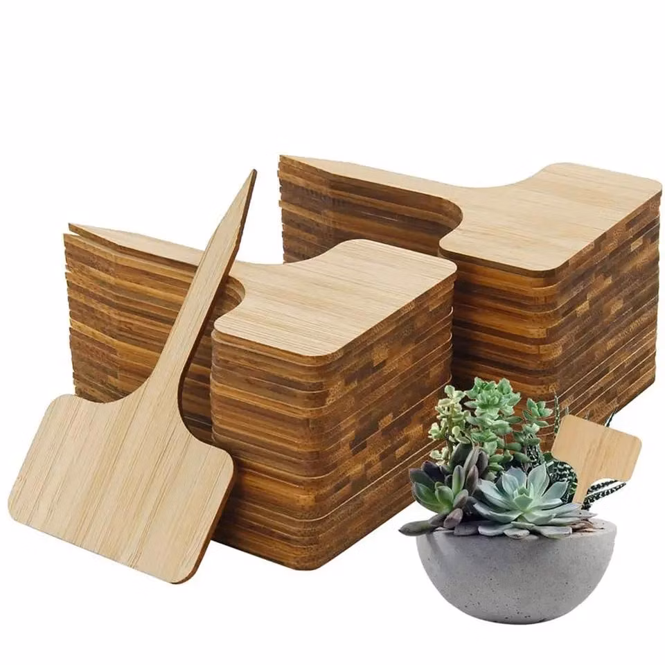 T-Shape Wood Sign Tags Tools Garden Bamboo Plant Labels for Nursery Pots Seeding Bonsai Potted Herbs Flowers