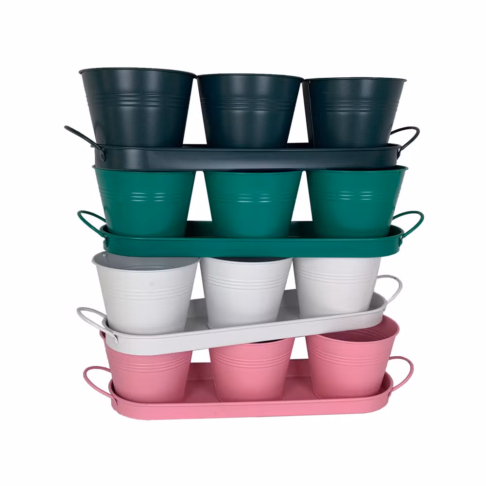Multicolor Metal Iron Hanging Flowers Pots for Office Garden Decoration