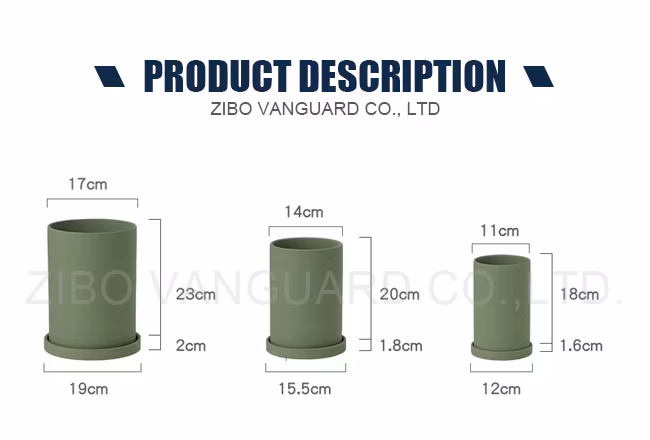 Minimalist Colorful Cylinder Flower Vase Ceramic Flower Pot with Tray for Indoor Plants