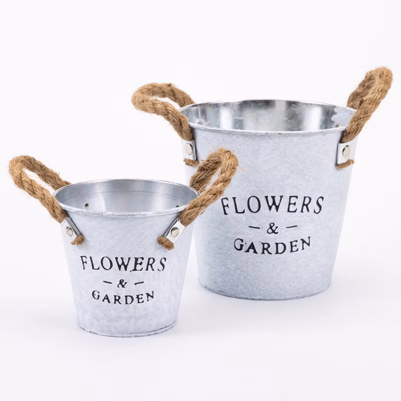 Home Decorative Garden Plants Antique Round White Color Hemp Rope Hanging S Painting Flower Pots