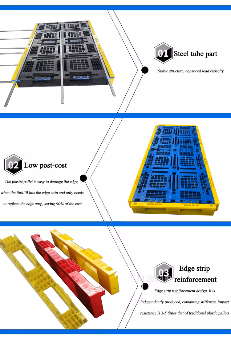 Wholesale Heavy Duty Storage Recyclable Rackable HDPE Shipping Size 1200*1000 Reinforced Large Size Plastic Pallets for Sale