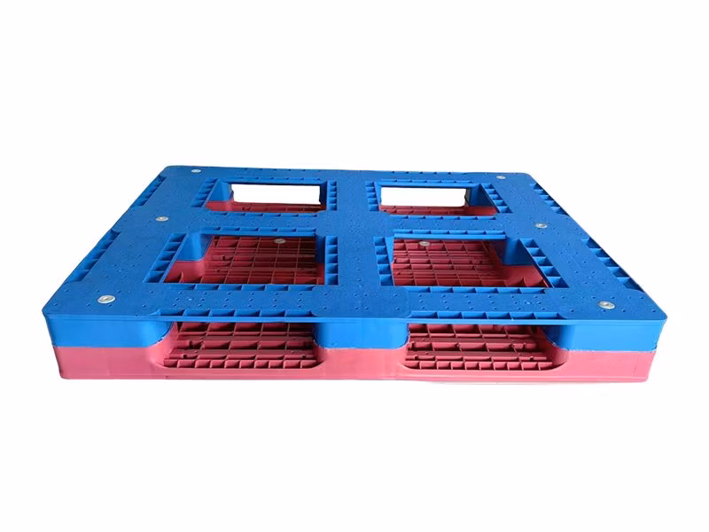 Single Face 1200*1000 Assorted Color Block HDPE Material Nestable Euro Type Standard Size Heavy Duty Reusable Plastic Pallet for Shipping