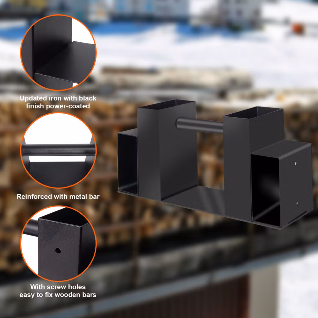 Adjustable Heavy Duty Powder Coated Steel Holder Firewood Log Storage Rack Bracket for DIY Fireplace Wood Storage