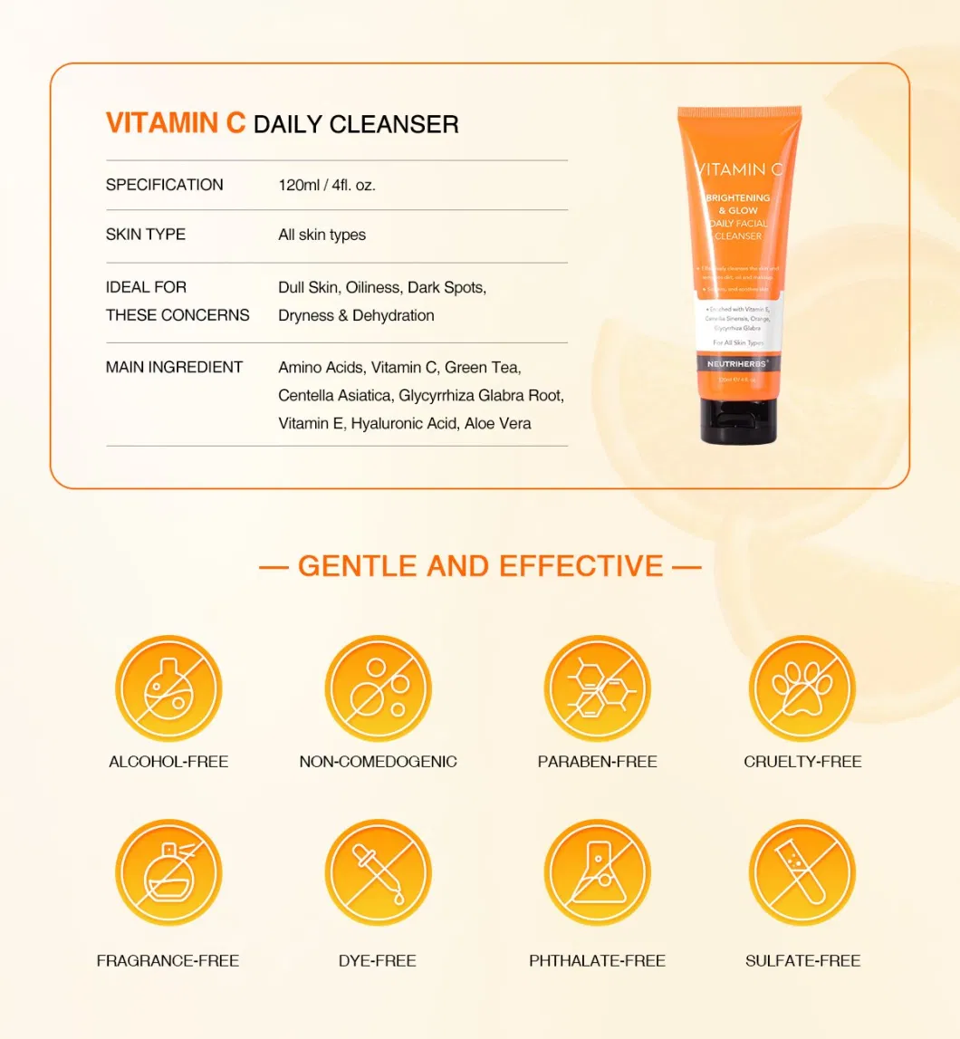 Deep Cleansing Vitamin C Brightening Moisturizing Oil Control Vitamin C Cleanser