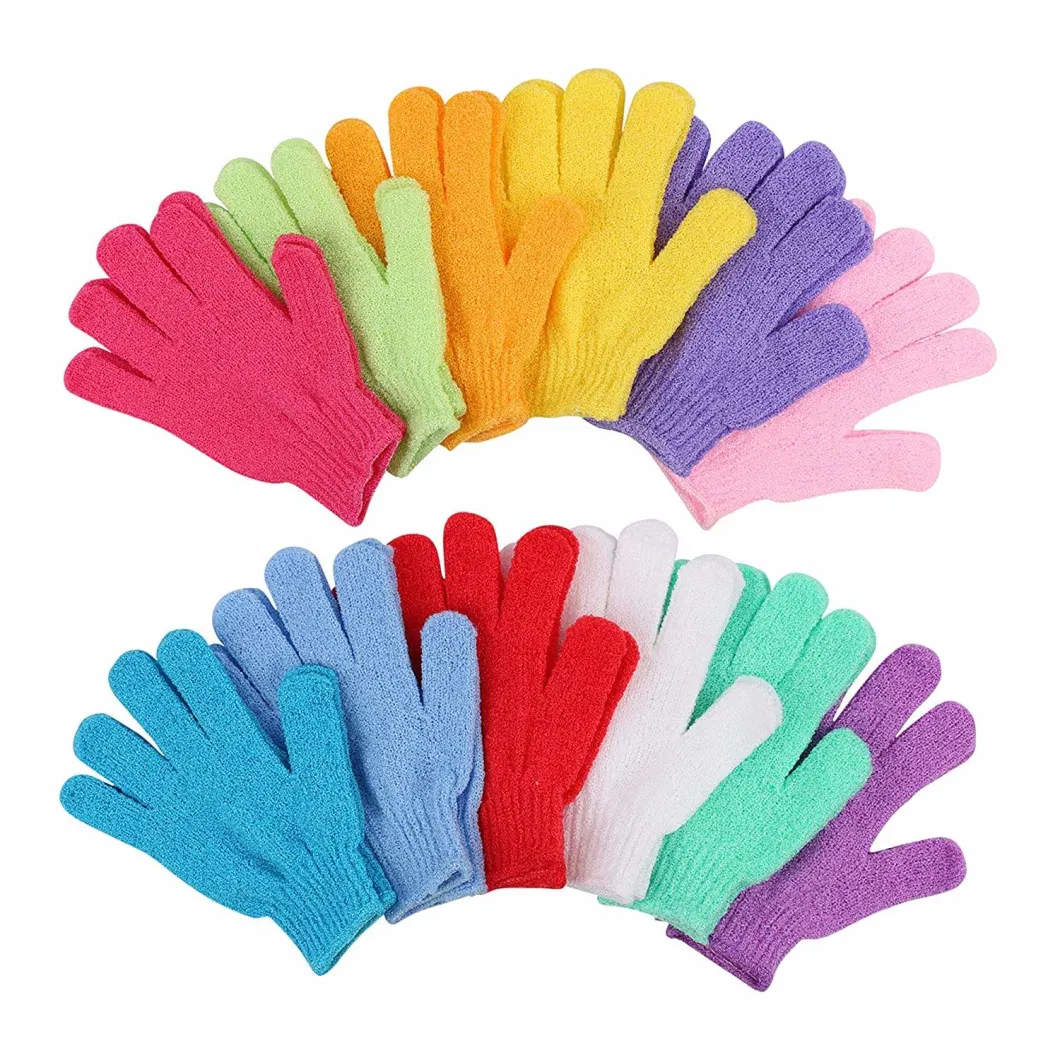 2023 Hot Double Sided Five Fingers Gloves Shower Brushes SPA Massage Dead Skin Remover Body Scrubber Exfoliating Bath Gloves