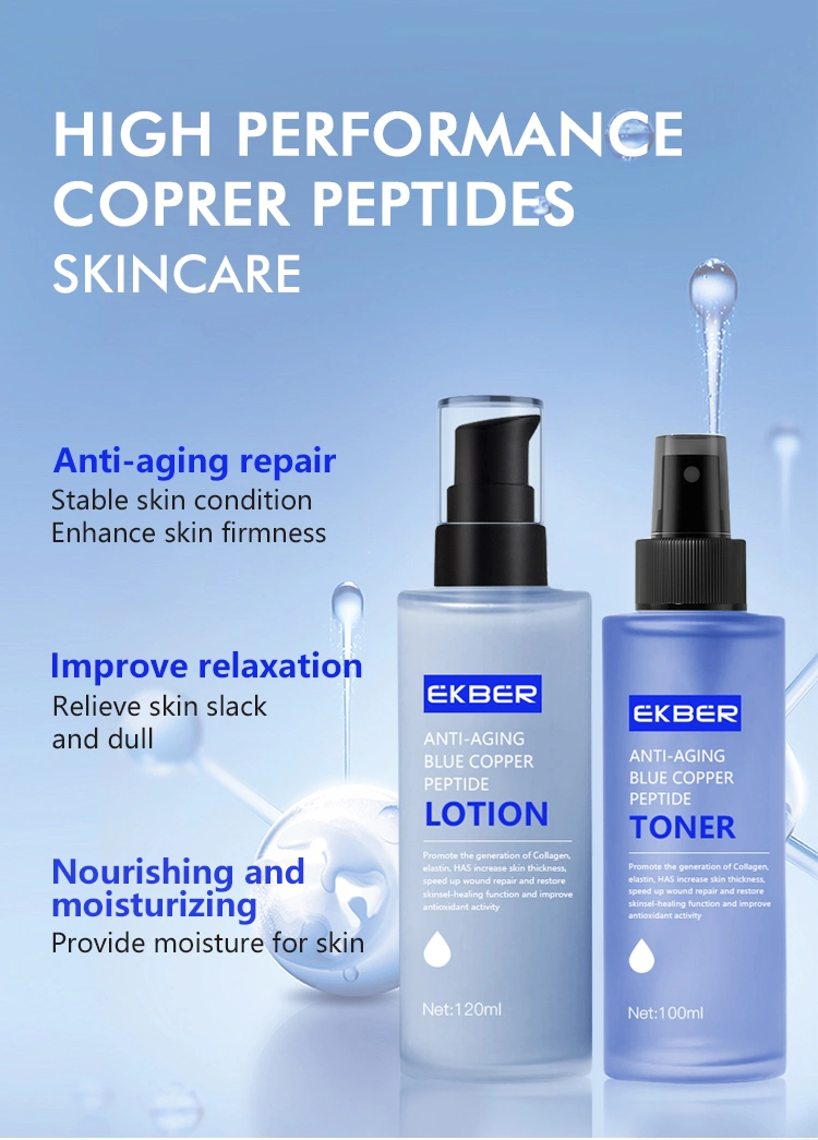 Customize Logo Natural Organic Blue Copper Peptide Hydrating Dry Skin Toner for Face Blue Copper Peptide Toner