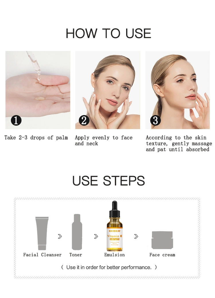 Private Label Anti Aging Whitening Firming Brightening Hydrating Facial Serum Vitamin C Skincare Moisturizing Serum