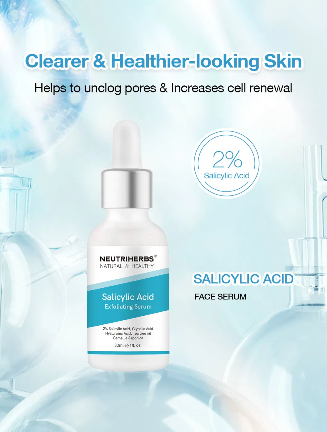 Hydrating Organic Hyaluronic Acid &amp; Salicylic Acid Hyperpigmentation Face Serum