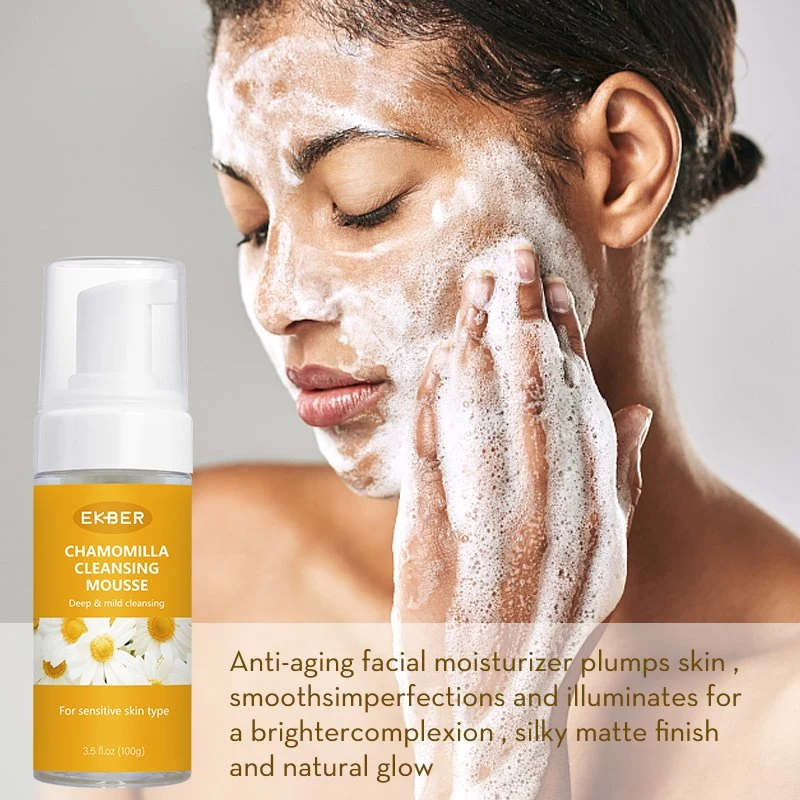 Private Label Exfoliating Cleansing Mousse Foam Plastic Foam Pump Bottle Chamomilla Facial Cleanser Mousse