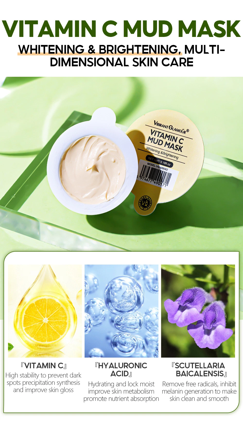 Moistueizing Whitening Deep Cleaning Retinol Natural Organic Jelly Mud Mask