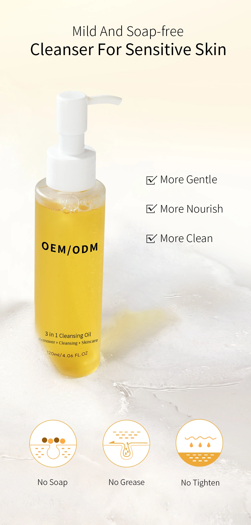 OEM/ODM Cleanser Oil Control Sensitive Skin Cleansing Moisturizing Makeup Remover