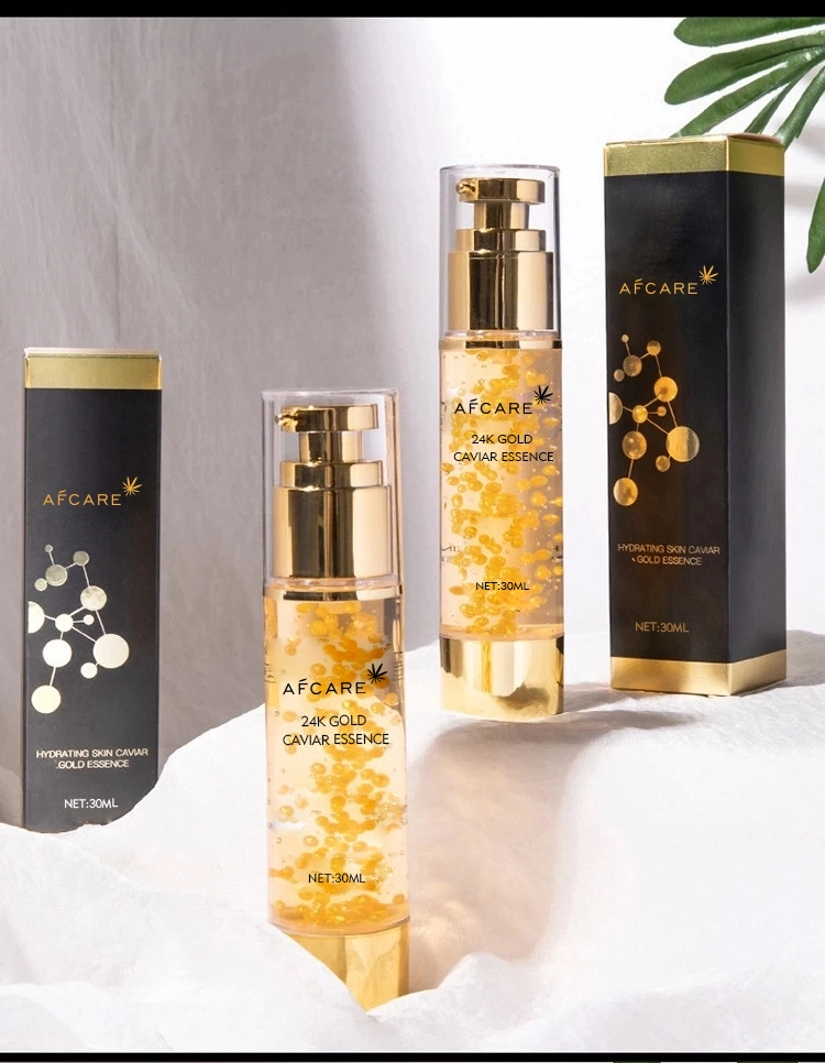 Private Label Custom Skin Whitening Moisturizing Anti-Aging Natural Organic 24K Gold Caviar Face Serum