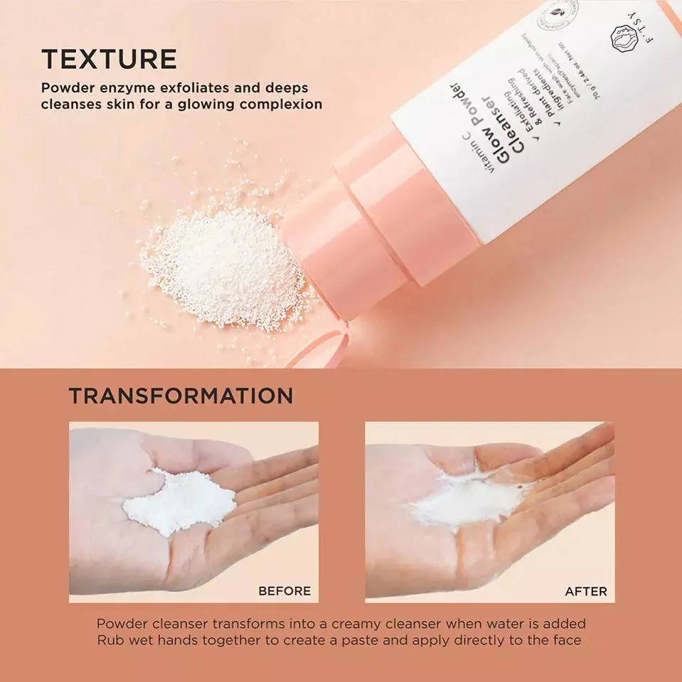 OEM Customized Formula Vitamin C Enzyme Exfoliating Peeling Facial Powder Face Wash Cleanser Oily Skin Face Wash Hydrating Moisturizing Acne Control Foam Women